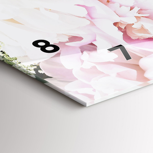 Glass wall clock rectangular Decorative flowers