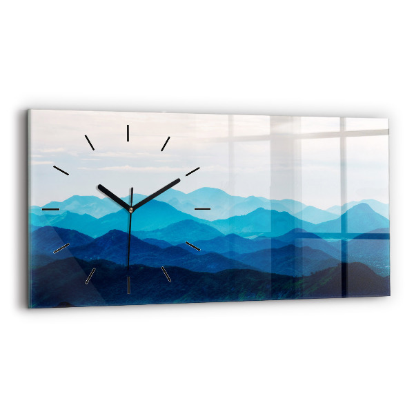 Glass wall clock rectangular Watercolor mountains