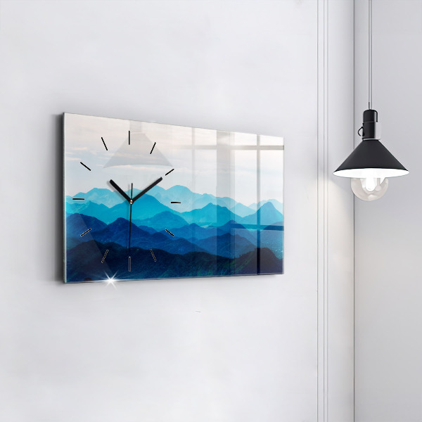 Glass wall clock rectangular Watercolor mountains
