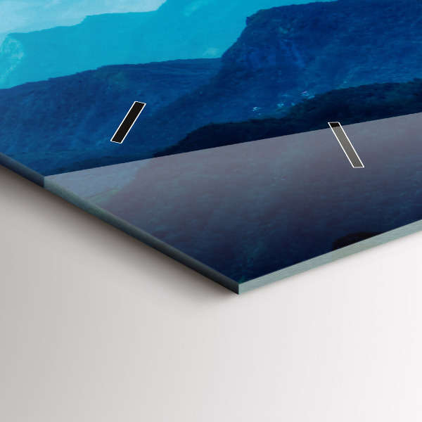 Glass wall clock rectangular Watercolor mountains