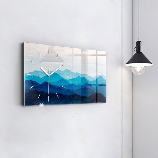 Glass wall clock rectangular Watercolor mountains