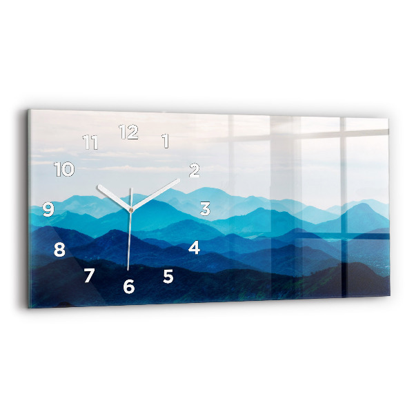 Glass wall clock rectangular Watercolor mountains