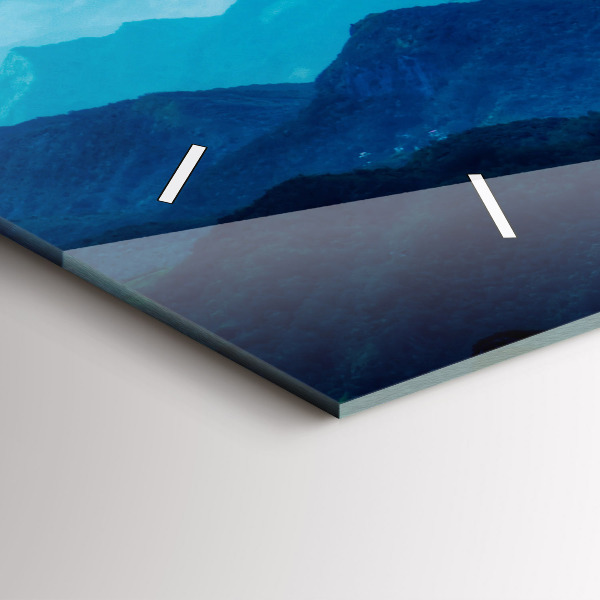 Glass wall clock rectangular Watercolor mountains