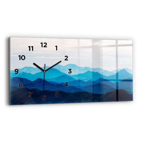Glass wall clock rectangular Watercolor mountains
