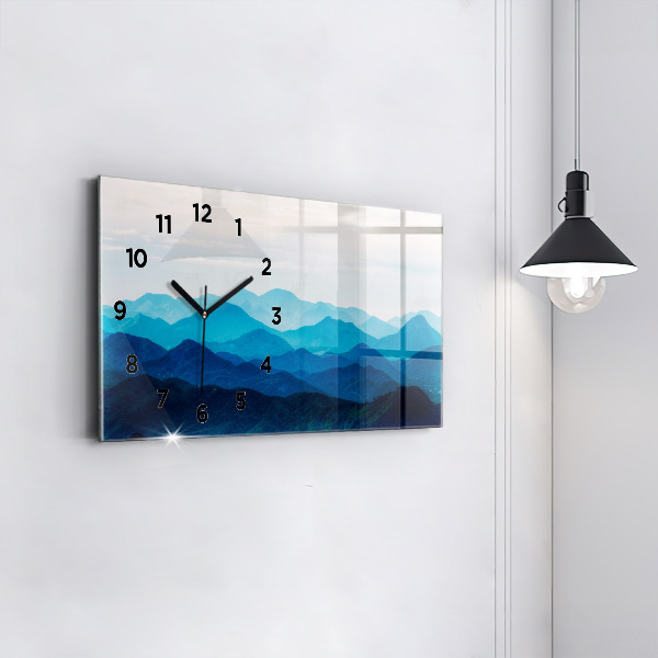 Glass wall clock rectangular Watercolor mountains