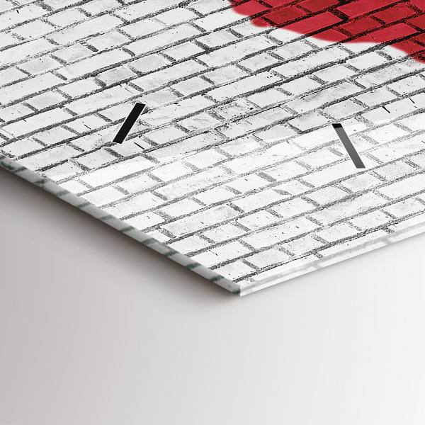 Glass wall clock rectangular Brick Wall World Map