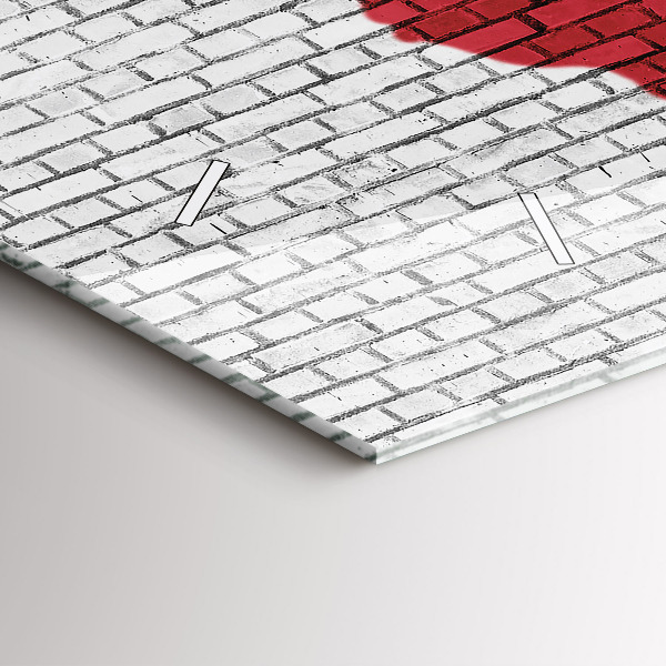 Glass wall clock rectangular Brick Wall World Map