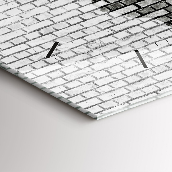 Glass wall clock rectangular Brick Wall World Map