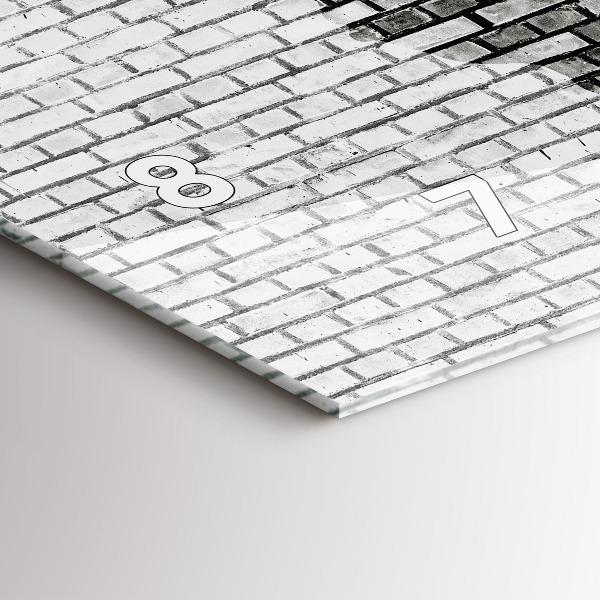 Glass wall clock rectangular Brick Wall World Map