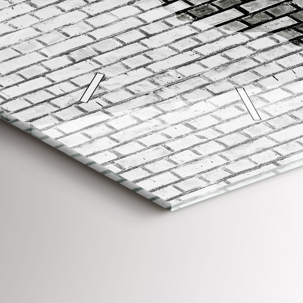 Glass wall clock rectangular Brick Wall World Map