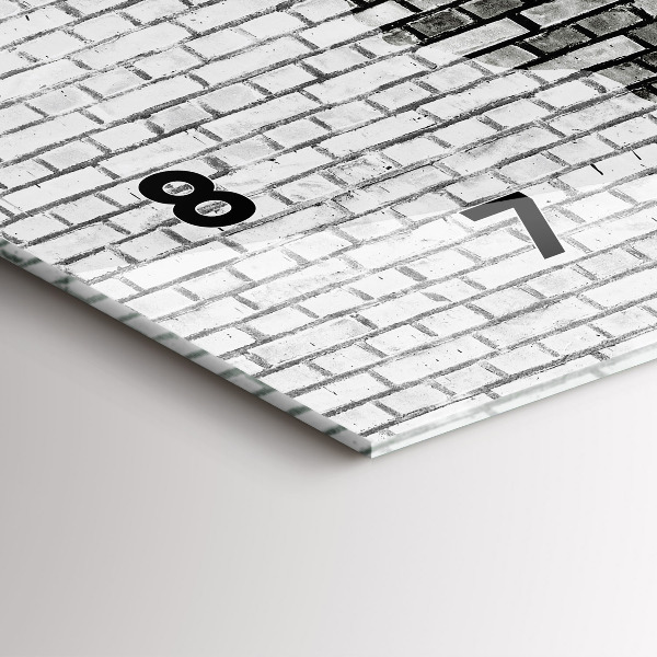 Glass wall clock rectangular Brick Wall World Map