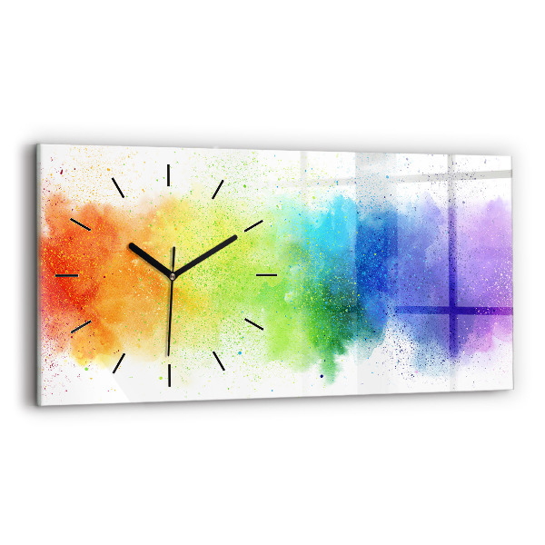 Glass wall clock rectangular Abstract rainbow