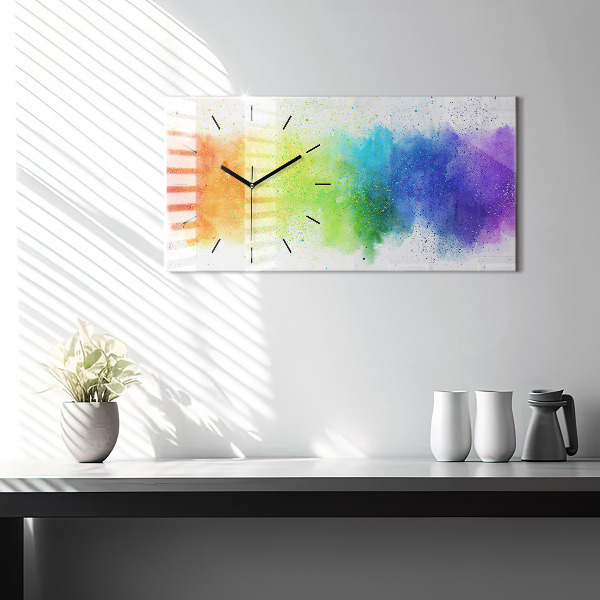 Glass wall clock rectangular Abstract rainbow