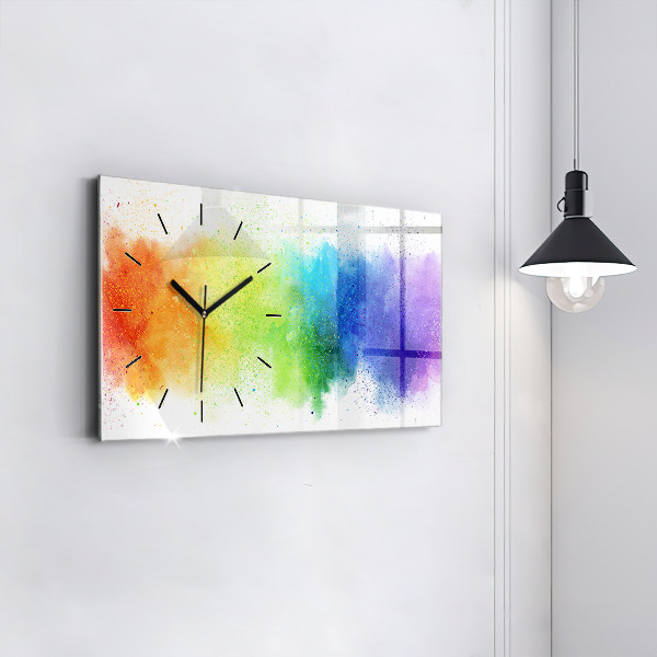 Glass wall clock rectangular Abstract rainbow