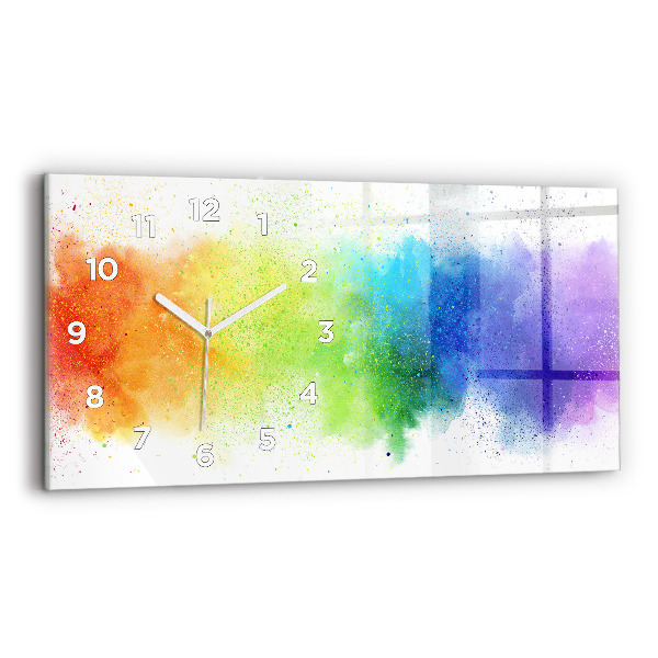Glass wall clock rectangular Abstract rainbow