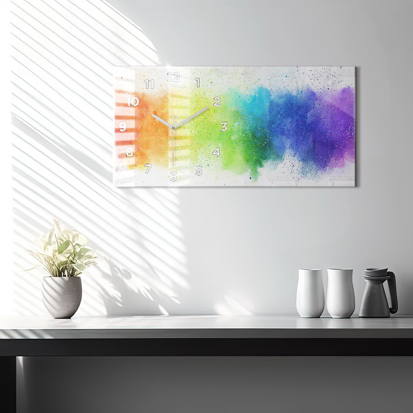 Glass wall clock rectangular Abstract rainbow