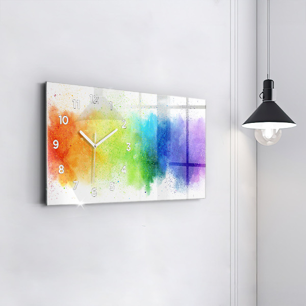 Glass wall clock rectangular Abstract rainbow