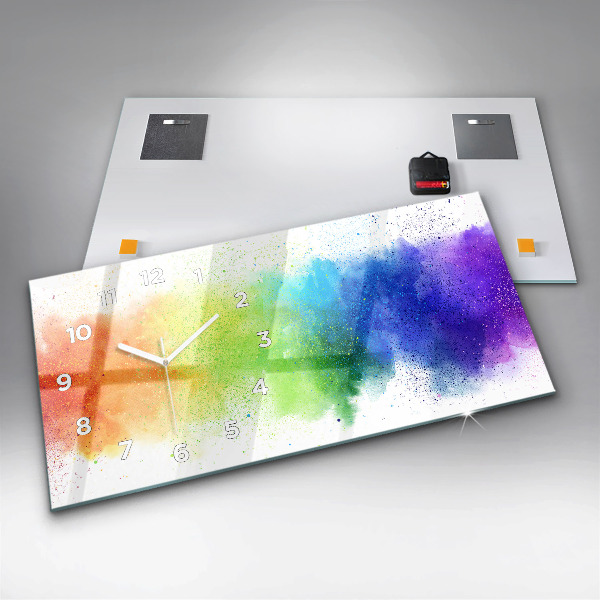 Glass wall clock rectangular Abstract rainbow