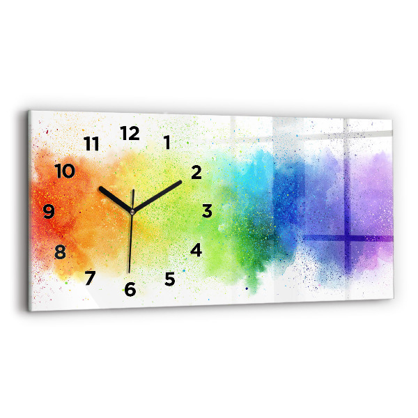 Glass wall clock rectangular Abstract rainbow