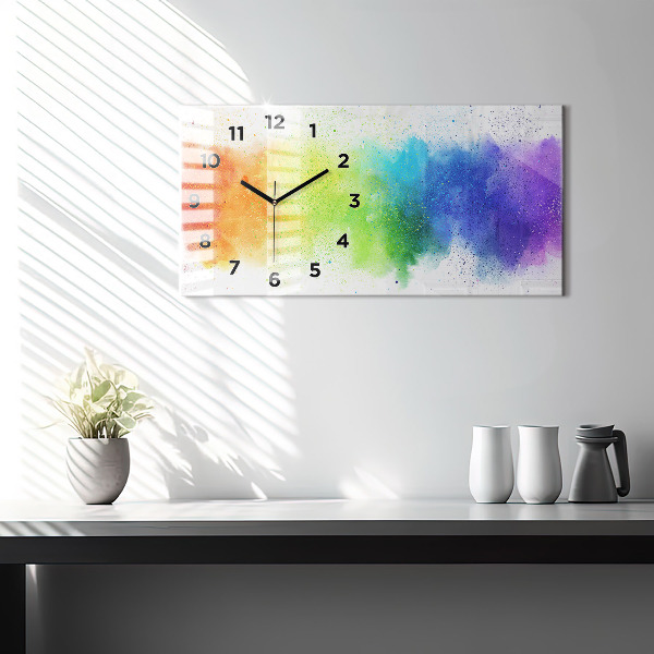 Glass wall clock rectangular Abstract rainbow