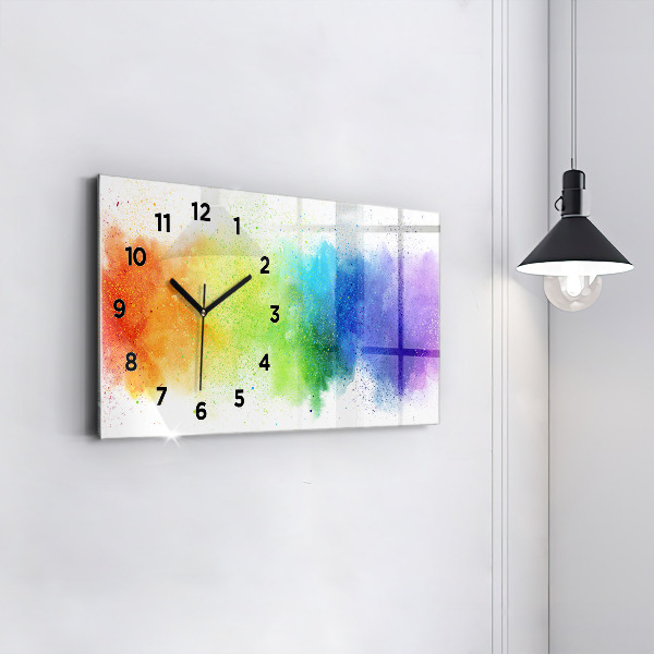 Glass wall clock rectangular Abstract rainbow