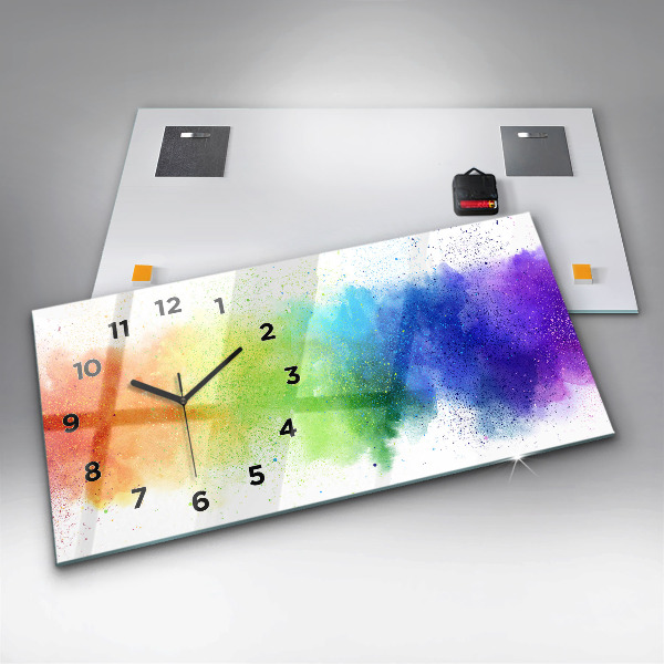 Glass wall clock rectangular Abstract rainbow