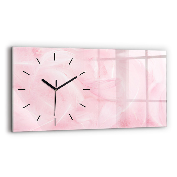 Glass wall clock rectangular Feathers abstract