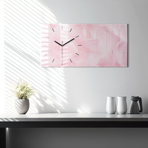 Glass wall clock rectangular Feathers abstract