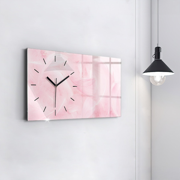 Glass wall clock rectangular Feathers abstract
