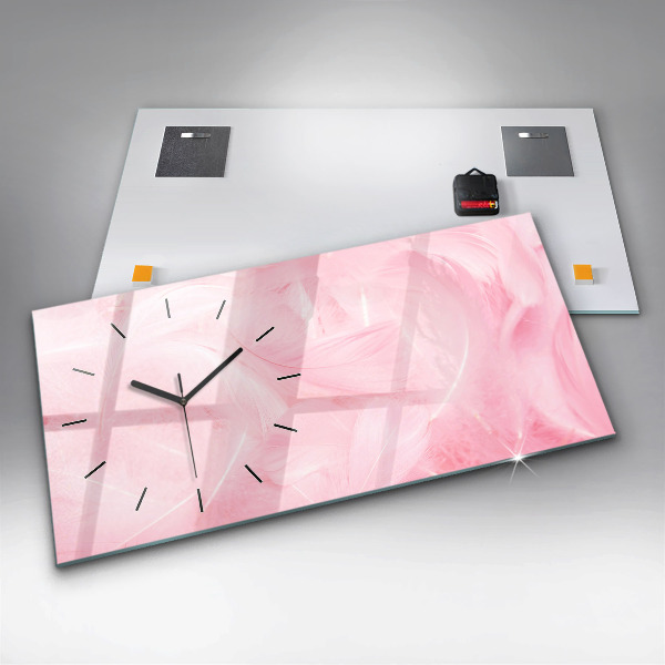 Glass wall clock rectangular Feathers abstract