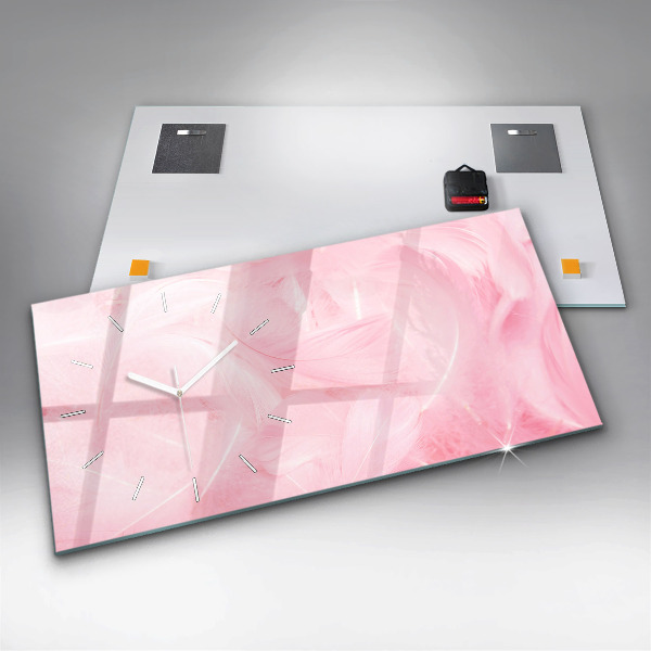 Glass wall clock rectangular Feathers abstract