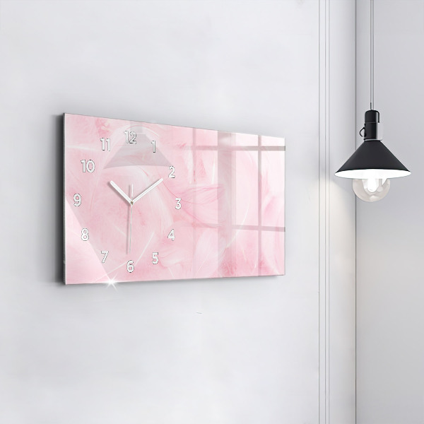 Glass wall clock rectangular Feathers abstract