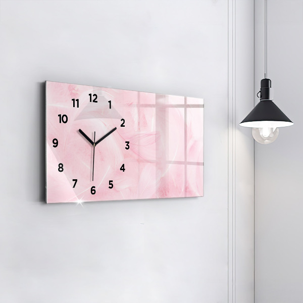 Glass wall clock rectangular Feathers abstract