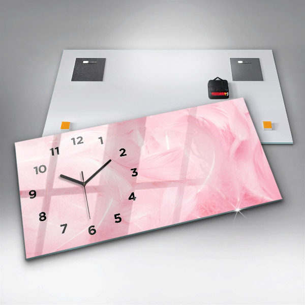 Glass wall clock rectangular Feathers abstract