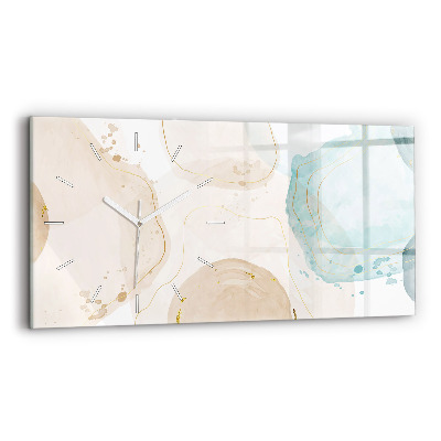 Glass wall clock rectangular Watercolor stains