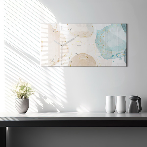 Glass wall clock rectangular Watercolor stains
