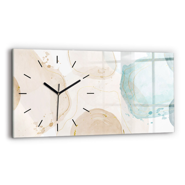 Glass wall clock rectangular Watercolor stains