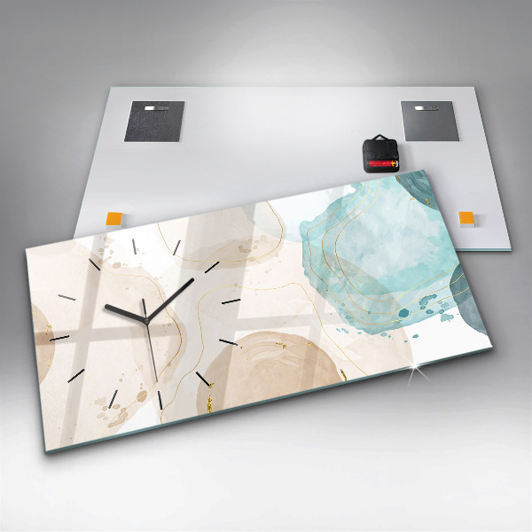Glass wall clock rectangular Watercolor stains