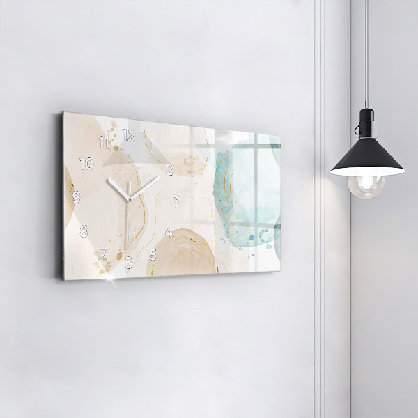 Glass wall clock rectangular Watercolor stains