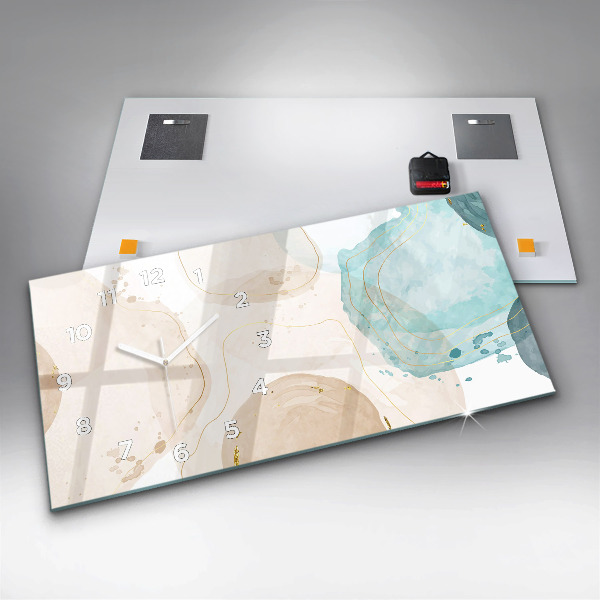Glass wall clock rectangular Watercolor stains