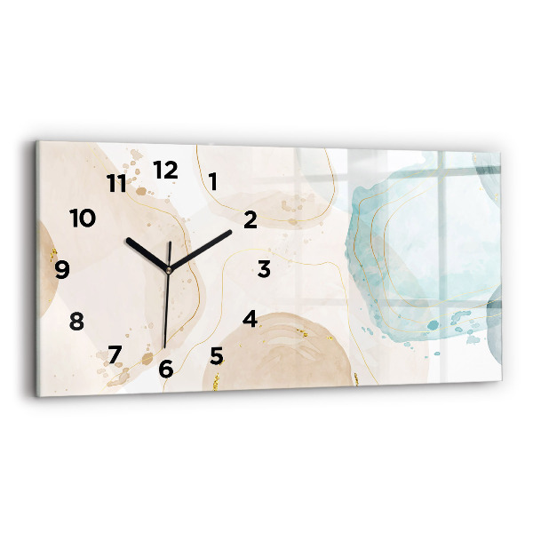 Glass wall clock rectangular Watercolor stains