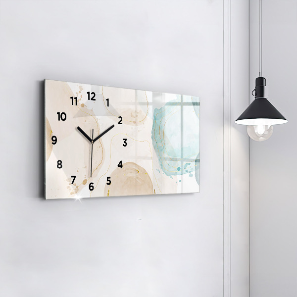 Glass wall clock rectangular Watercolor stains
