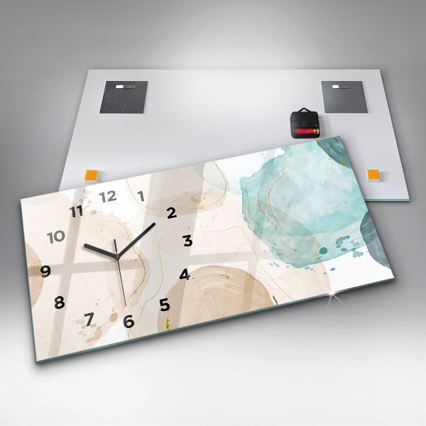 Glass wall clock rectangular Watercolor stains
