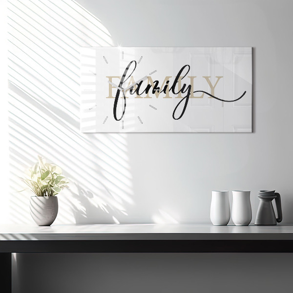 Glass wall clock rectangular The inscription Family