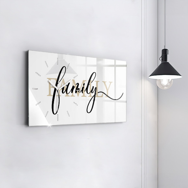 Glass wall clock rectangular The inscription Family