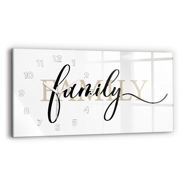 Glass wall clock rectangular The inscription Family