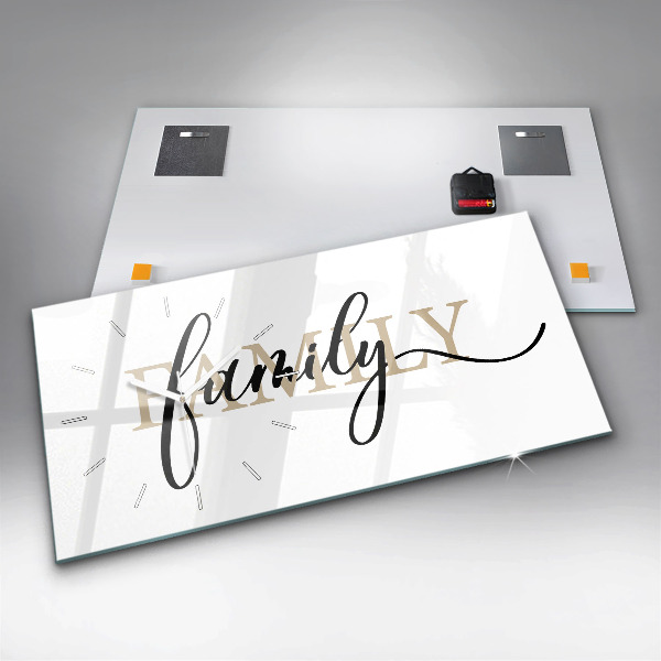 Glass wall clock rectangular The inscription Family