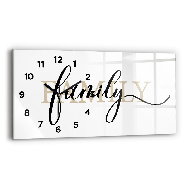 Glass wall clock rectangular The inscription Family