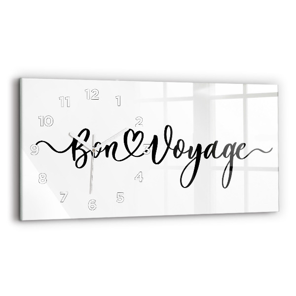 Glass wall clock rectangular The inscription Bon voyage