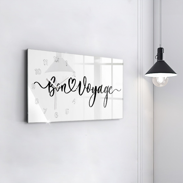 Glass wall clock rectangular The inscription Bon voyage